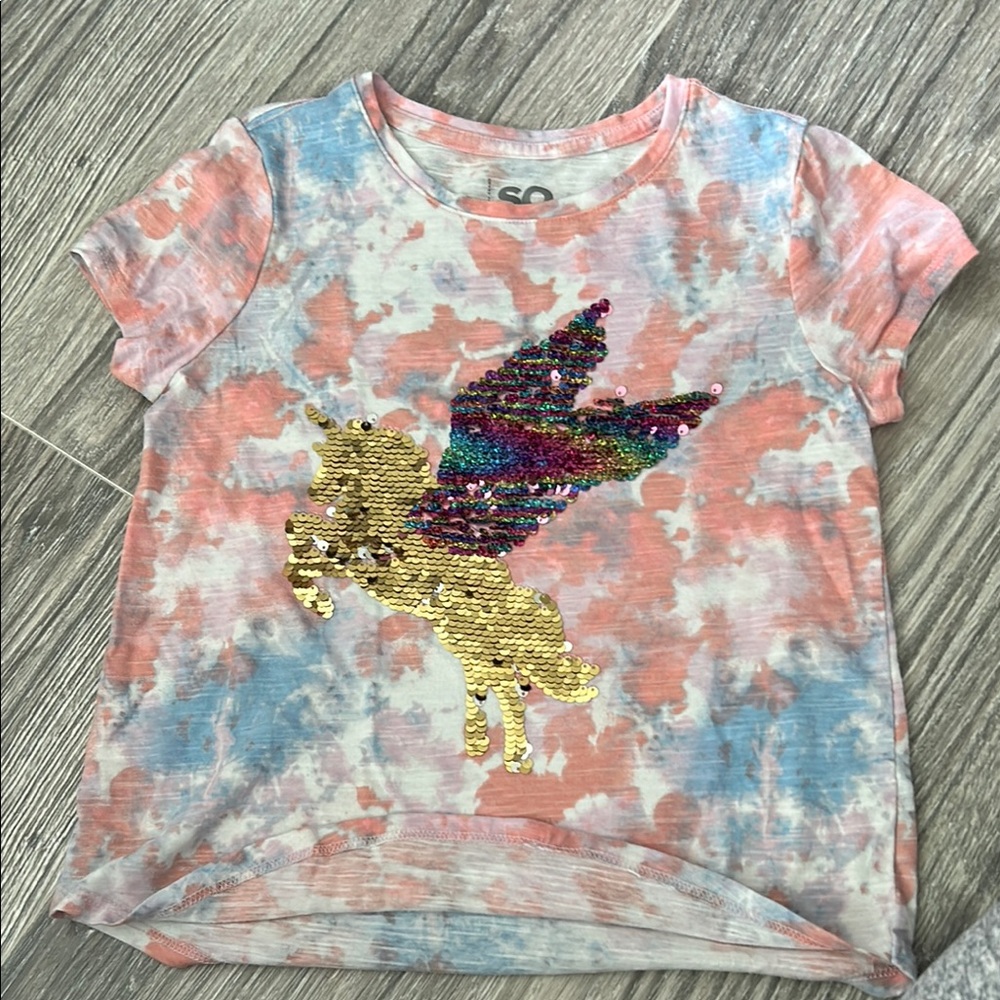 SO Pink and Blue Tie-Dye Short Sleeve Tee